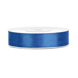 1x Hobby/decoratie kobaltblauw satijnen sierlinten 1,2 cm/12 mm x 25 meter Blauw