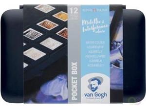 Van Gogh aquarelverf, pocketbox met 12 napjes, metallic- en interference kleuren