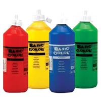 Voordeel set van 4x kleuren plakkatverf waterbasis van 4x 500 ml Multi