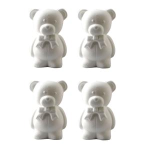 6x Hobby/DIY piepschuim beren met strik 20 cm Wit - Hobbybasisvoorwerp
