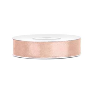 1x Hobby/decoratie perzik roze satijnen sierlinten 1,2 cm/12 mm x 25 meter Roze - Cadeaulinten