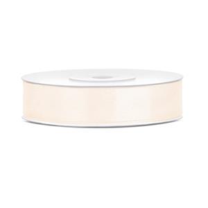 1x Hobby/decoratie licht creme satijnen sierlinten 1,2 cm/12 mm x 25 meter Creme - Cadeaulinten