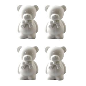 4x Hobby/DIY piepschuim beren met strik 20 cm Wit - Hobbybasisvoorwerp