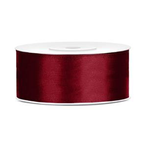 1x Hobby/decoratie bordeaux rood satijnen sierlint 2,5 cm/25 mm x 25 meter Rood - Cadeaulinten