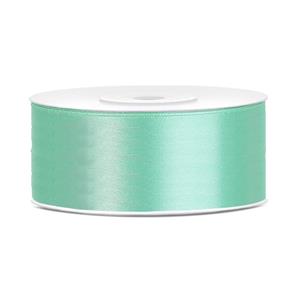 1x Hobby/decoratie mint groen satijnen sierlint 2,5 cm/25 mm x 25 meter Groen - Cadeaulinten