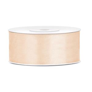 1x Hobby/decoratie creme satijnen sierlint 2,5 cm/25 mm x 25 meter Creme - Cadeaulinten