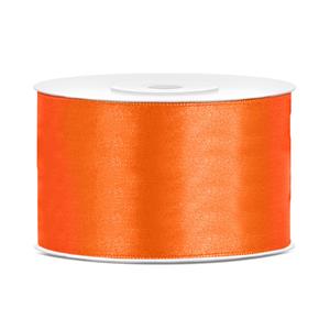 1x Hobby/decoratie oranje satijnen sierlinten 3,8 cm/38 mm x 25 meter Oranje - Cadeaulinten