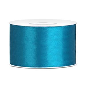 1x Hobby/decoratie turquoise satijnen sierlinten 3,8 cm/38 mm x 25 meter Turquoise - Cadeaulinten