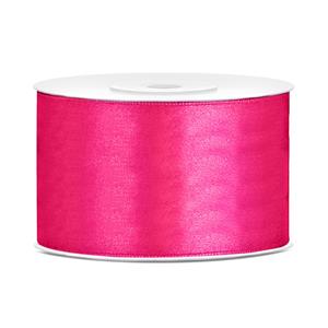 1x Hobby/decoratie donker roze satijnen sierlinten 3,8 cm/38 mm x 25 meter Roze - Cadeaulinten