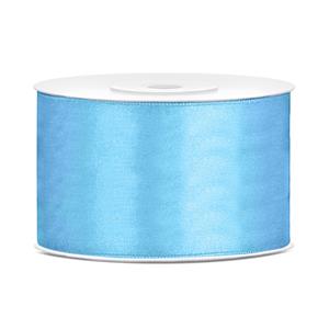 1x Hobby/decoratie lichtblauw satijnen sierlinten 3,8 cm/38 mm x 25 meter Blauw - Cadeaulinten