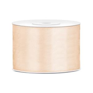 1x Hobby/decoratie creme satijnen sierlinten 5 cm/50 mm x 25 meter Creme - Cadeaulinten