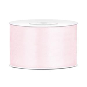 1x Hobby/decoratie licht poeder roze satijnen sierlinten 3,8 cm/38 mm x 25 meter Roze - Cadeaulinten