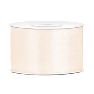 1x Hobby/decoratie ecru/gebroken wit satijnen sierlinten 3,8 cm/38 mm x 25 meter Creme - Cadeaulinten