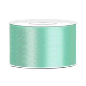 1x Hobby/decoratie mint groen satijnen sierlinten 3,8 cm/38 mm x 25 meter Groen - Cadeaulinten