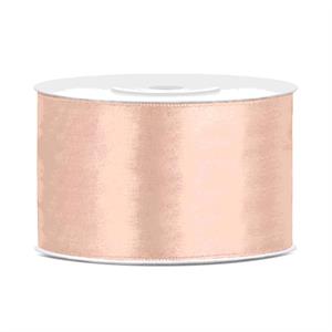 1x Hobby/decoratie perzikkleurig satijnen sierlinten 3,8 cm/38 mm x 25 meter Roze - Cadeaulinten