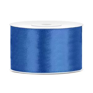 1x Hobby/decoratie koningsblauw satijnen sierlinten 3,8 cm/38 mm x 25 meter Blauw - Cadeaulinten