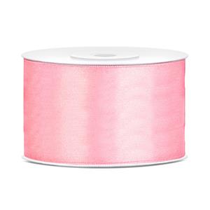 1x Hobby/decoratie licht roze satijnen sierlinten 3,8 cm/38 mm x 25 meter Roze - Cadeaulinten