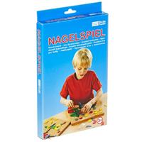 Corvus Nagelspiel Holzteile auf Korkplatte