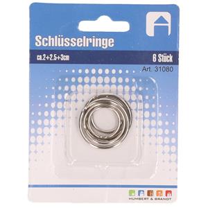 24x Sleutelringen metaal 2/2,5/3 cm Zilver - Hobbybasisvoorwerp