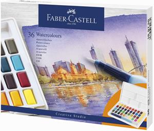 FABER-CASTELL Aquarellfarbe in Näpfchen, 36er Etui