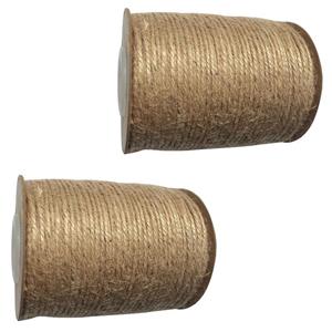 2x Jute garen/draad naturel op spoel 100 meter - Touwen
