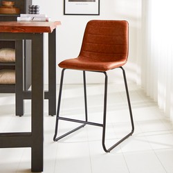 Dimehouse Industriële barkruk Mark Kunstleer cognac 65cm zithoogte