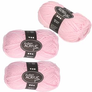 3x stuks oud roze acryl garen 80 meter - Hobbybasisvoorwerp