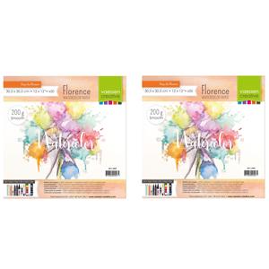 2x Aquarel papier schetsboeken 100 vellen 200 gram 30,5 x 30,5 cm - Tekenpapier