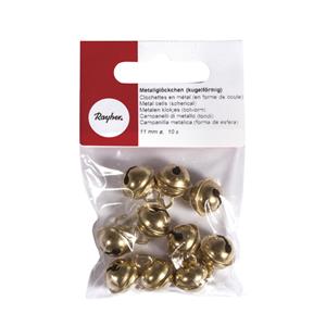 10x Gouden metalen belletjes met oog 11 mm hobby/knutsel benodigdheden - Hobbydecoratieobject