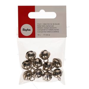 10x Zilveren metalen belletjes met oog 11 mm hobby/knutsel benodigdheden - Hobbydecoratieobject