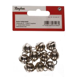 10x Zilveren metalen belletjes met oog 15 mm hobby/knutsel benodigdheden - Hobbydecoratieobject