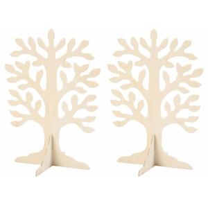 Set van 3x stuks houten boompje 30 x 21,5 cm - Hobbybasisvoorwerp