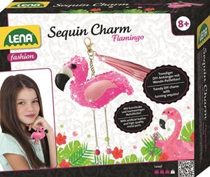 LENA Sequin Charm Flamingo, Bastelset Pailletten-Anhänger