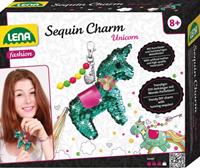 LENA Sequin Charm Einhorn, Bastelset Pailletten-Anhänger