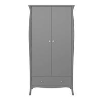 home24 Steens Kleiderschrank Baroque Grau 99x192x50 cm (BxHxT) 2-türig MDF Landhaus