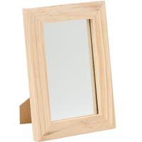 Houten spiegel 13,5 x 19,5 cm DIY hobby/knutselmateriaal - Knutselartikelen