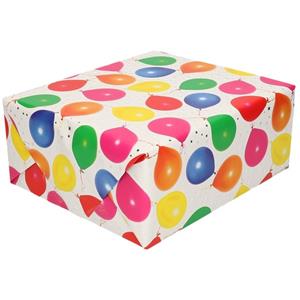 Shoppartners Set van 5x stuks inpakpapier/cadeaupapier metallic wit ballonnen 150 x 70 cm - Cadeaupapier