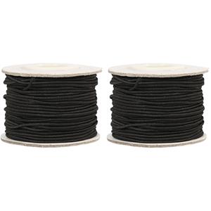 2x Rollen zwart elastiek 1 mm x 20 meter hobbymateriaal - Knutselartikelen