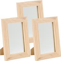 3x Houten spiegels 13,5 x 19,5 cm DIY hobby/knutselmateriaal - Knutselartikelen