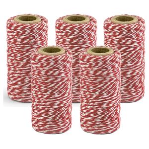10x Rood/wit bakkerstouw 50 meter hobby materiaal - Touwen