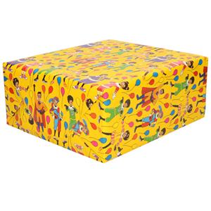 Club van Sinterklaas 2x Rollen inpakpapier/cadeaupapier  geel 200 x 70 cm - Cadeaupapier