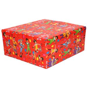 Club van Sinterklaas 2x Rollen inpakpapier/cadeaupapier  rood 200 x 70 cm - Cadeaupapier