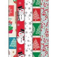Bellatio Decorations 3x Rollen Kerst inpakpapier/cadeaupapier wit met grijze sterren print 2 x 0,7 meter -