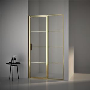 Boss & Wessing BWS Nisdeur Frame met Vast Paneel 90x200 cm 8 mm NANO Coating Geborsteld Messing Goud