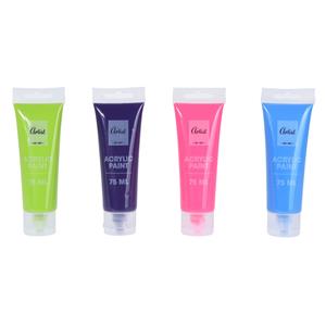 Setje acryl verf tubes 4 kleuren 75 ml - Hobbyverf