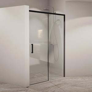 BWS Nisdeur Linea met Vast Paneel 140x200 cm 8 mm Soft Close NANO Glas Zwart