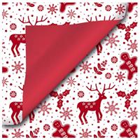 Bellatio 1x Rollen Kerst inpakpapier/cadeaupapier wit/rood 2,5 x 0,7 meter -