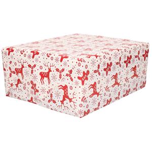 Bellatio 1x Rollen Kerst inpakpapier/cadeaupapier wit/rood 2,5 x 0,7 meter -