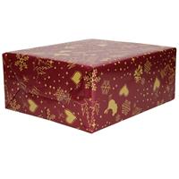 Bellatio 2x Rollen Kerst inpakpapier/cadeaupapier bordeaux rood 2,5 x 0,7 meter -