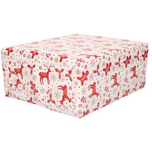 Bellatio 2x Rollen Kerst inpakpapier/cadeaupapier wit/rood 2,5 x 0,7 meter -